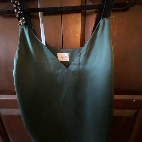 CAMI NYC Green Silk Cami Top with
Beaded Straps - Picture 11 of 11